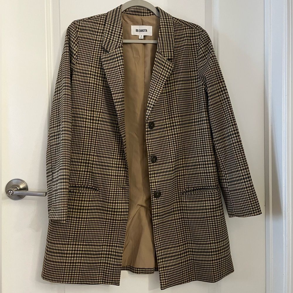 BB DAKOTA by Steve Madden Checking Up longline plaid blazer - Picture 4 of 8